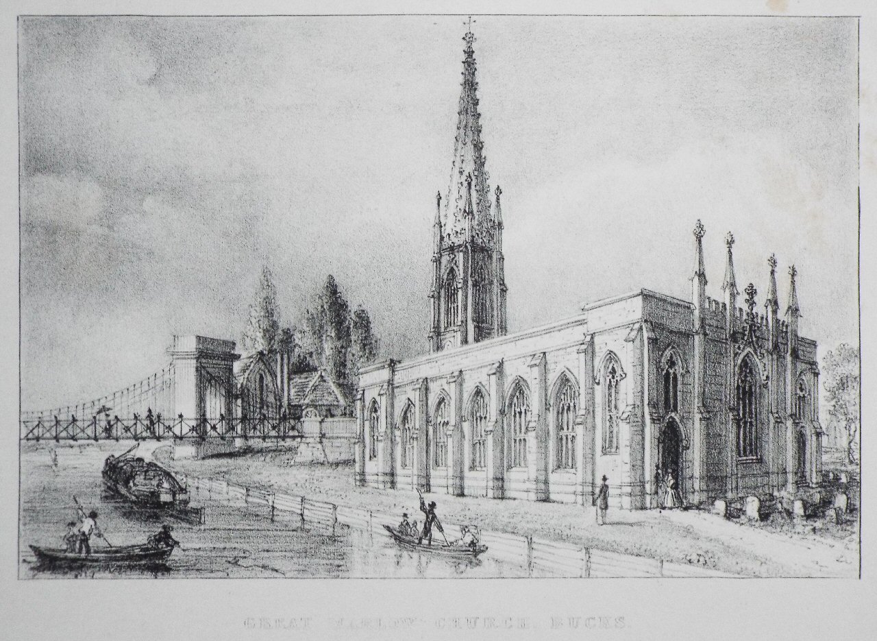 Lithograph - Great Marlow Church, Bucks.